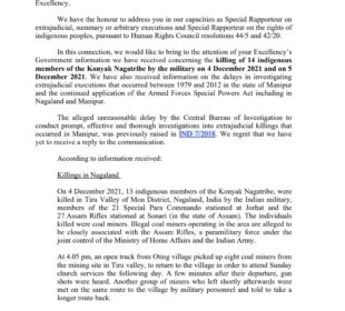 From the date when the Special Rapporteur on the extrajudicial, summary, or arbitrary executions and the Special Rapporteur on Rights of Indigenous Peoples