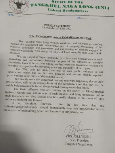 Stop these alleged action otherwise Kukis will be punished